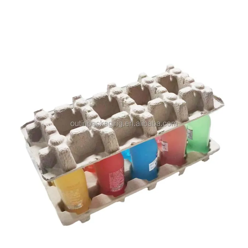 Packaging Mailer Box Shipping Tray Eco Friendly Molding Box Tray Biodegradable Recycle Molded Pulp Paper for Bottle Glass Wine