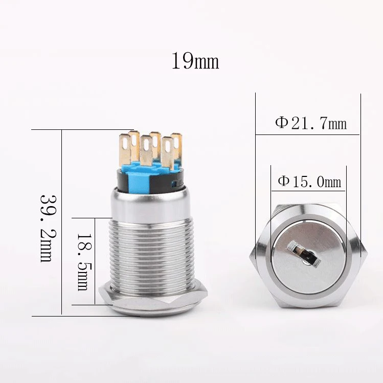 metal switch Emergency Stop Button 22mm 19mm Key Switch