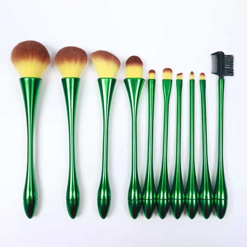 Custom Logo 10 pc Professional Vegan Small Waist Makeup Brushes Colourful Korean Cosmetics Women Make Up Brush Sets