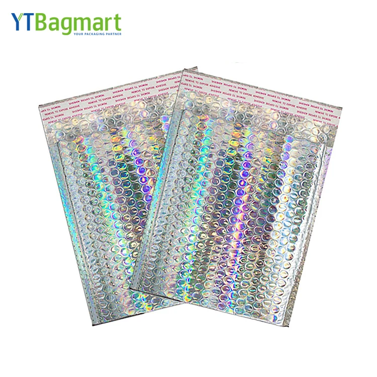 
Customized Metallic Foil Holographic Mailing Bags Padded Envelopes Shipping Packaging Mailer Bubble 