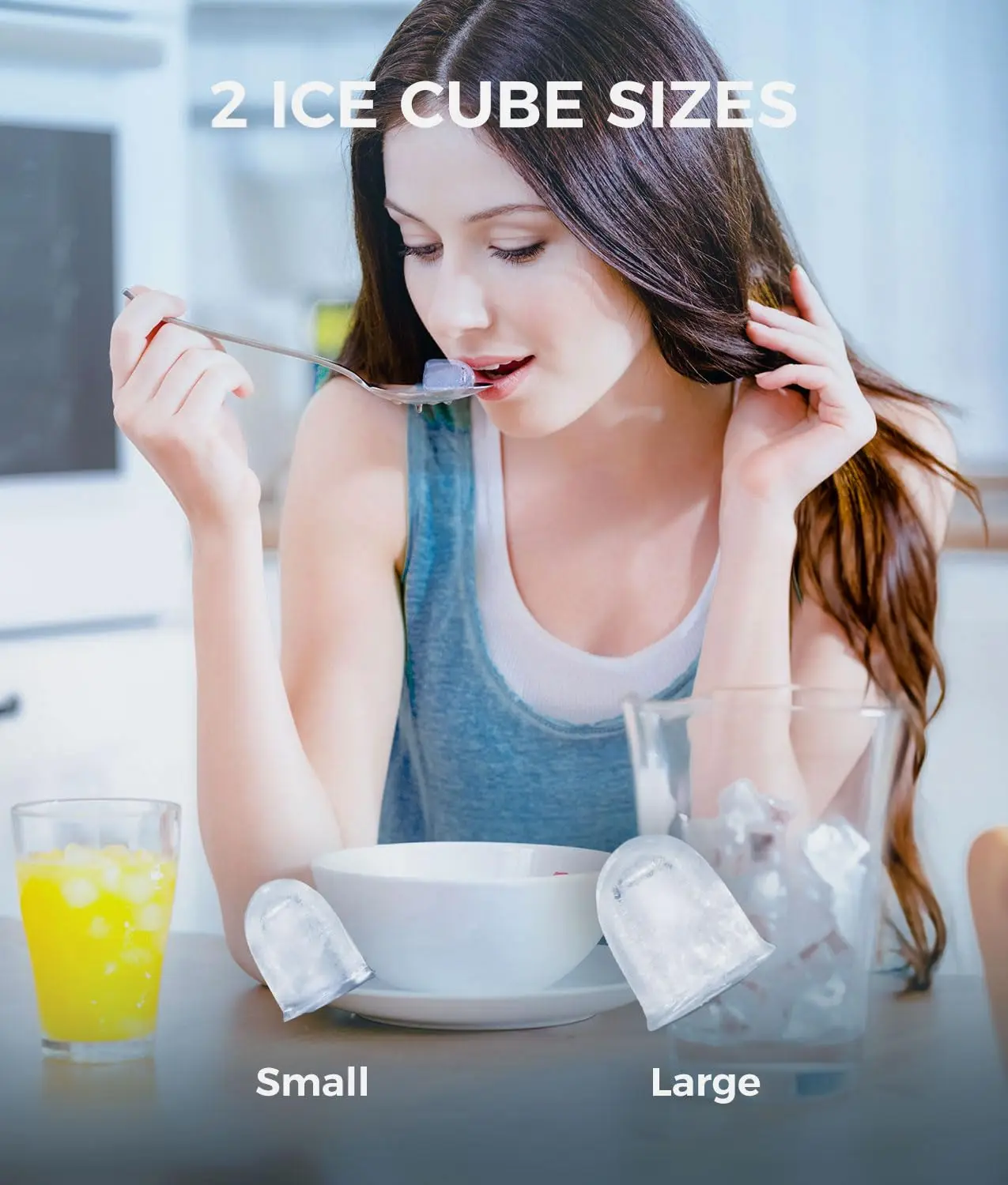ecozy US Stock Black Portable Ice Maker Machine Home Countertop 9 Bullet Ice Cubes in 6 Mins 26lbs/24Hrs Ice Maker