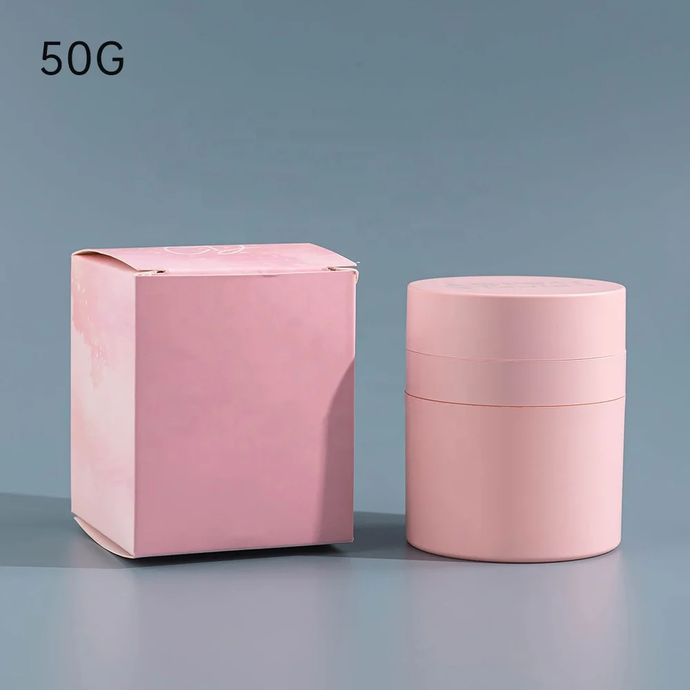 Pink Super Cute New Design Unique Facial Cream 50ml Skincare Body Butter Airless Jar with the Same Color Pump and cap