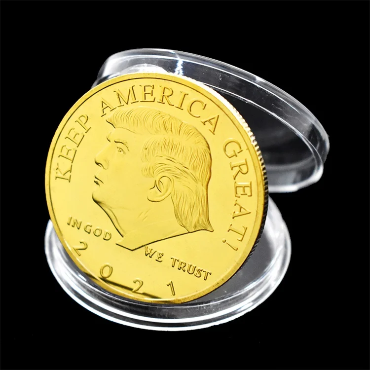 2021 Commemorate Round The 45Th President Of The United States Donald Trump Golden Silver Coins