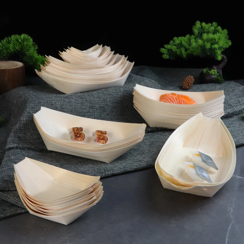 Estick Large Disposable Japanese Restaurant Equipment Boat Cardboard For Traditional Paper Boat Plate For Sushi 0