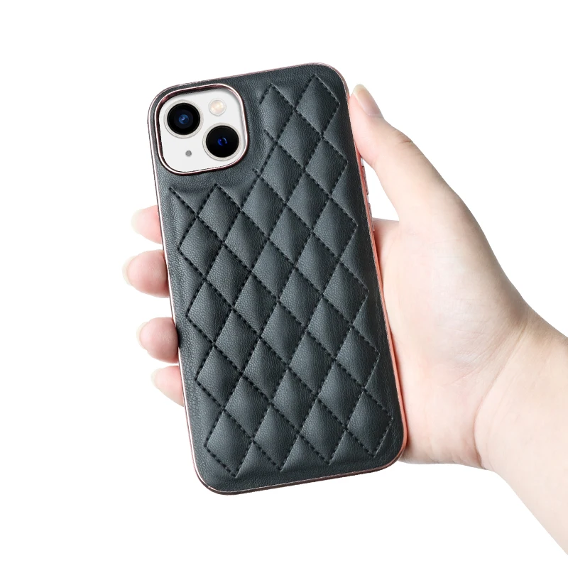 2022 Luxury Colorful PU Leather Precise Metal Camera Women Man Phone Case for Phone 14  13 Pro Max