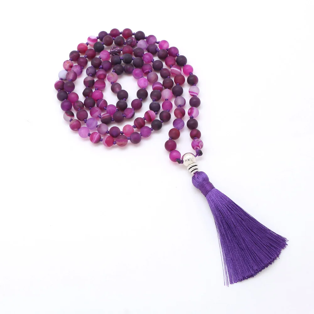 wholesale 8mm India nepal mala 108 beads rudraksha gemstone seeds yoga tassels prayer necklace