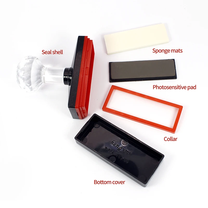 Rectangular photosensitive seal material factory wholesale customized name logo flash office stamp