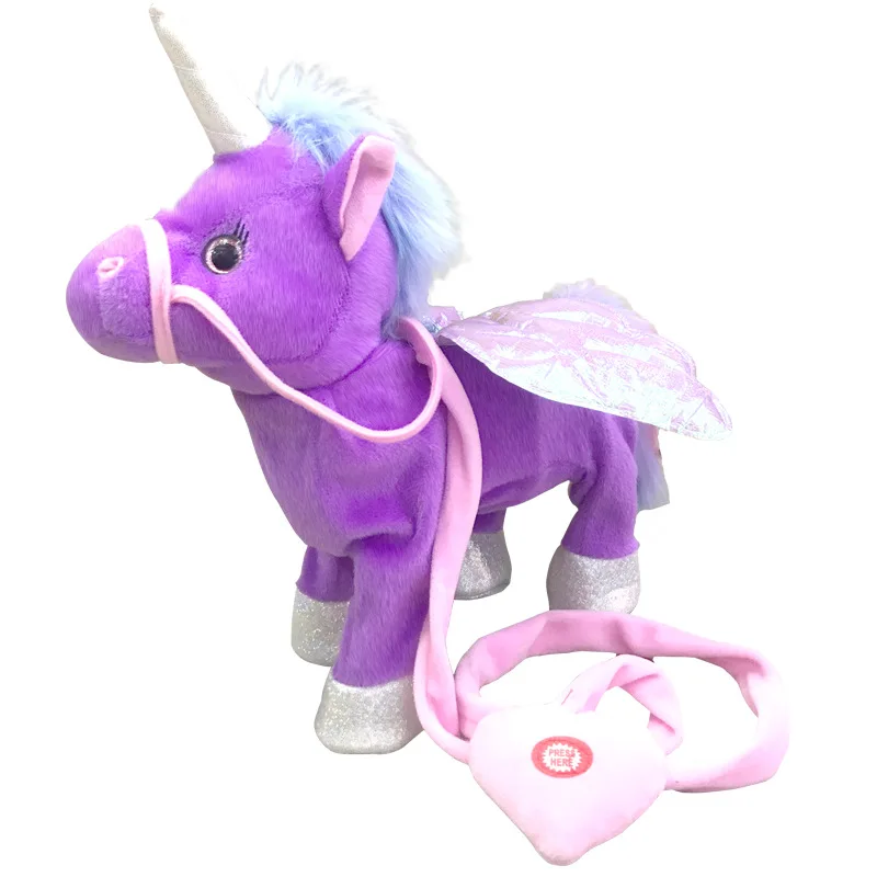 
Wholesale Soft Big Singing And Walking Unicorn Stuffed Plush Electric Toy With Rope 