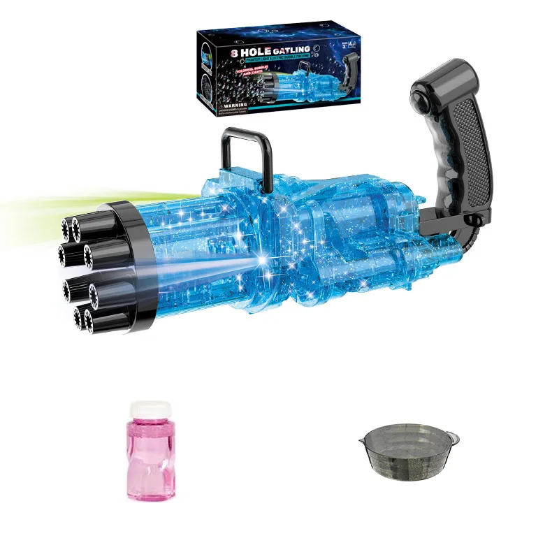 8-Hole Automatic 4 Color Bubble Soap Gun With Light Gatling Electric Bubble Machine Summer Outdoor Toys for Kids