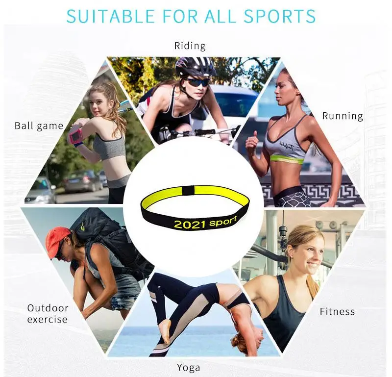 Wholesale Custom Fitness Cycling Running Sport Gym Sweatband Headband Elastic Silicone With Jacquard Printed Logo Accessories