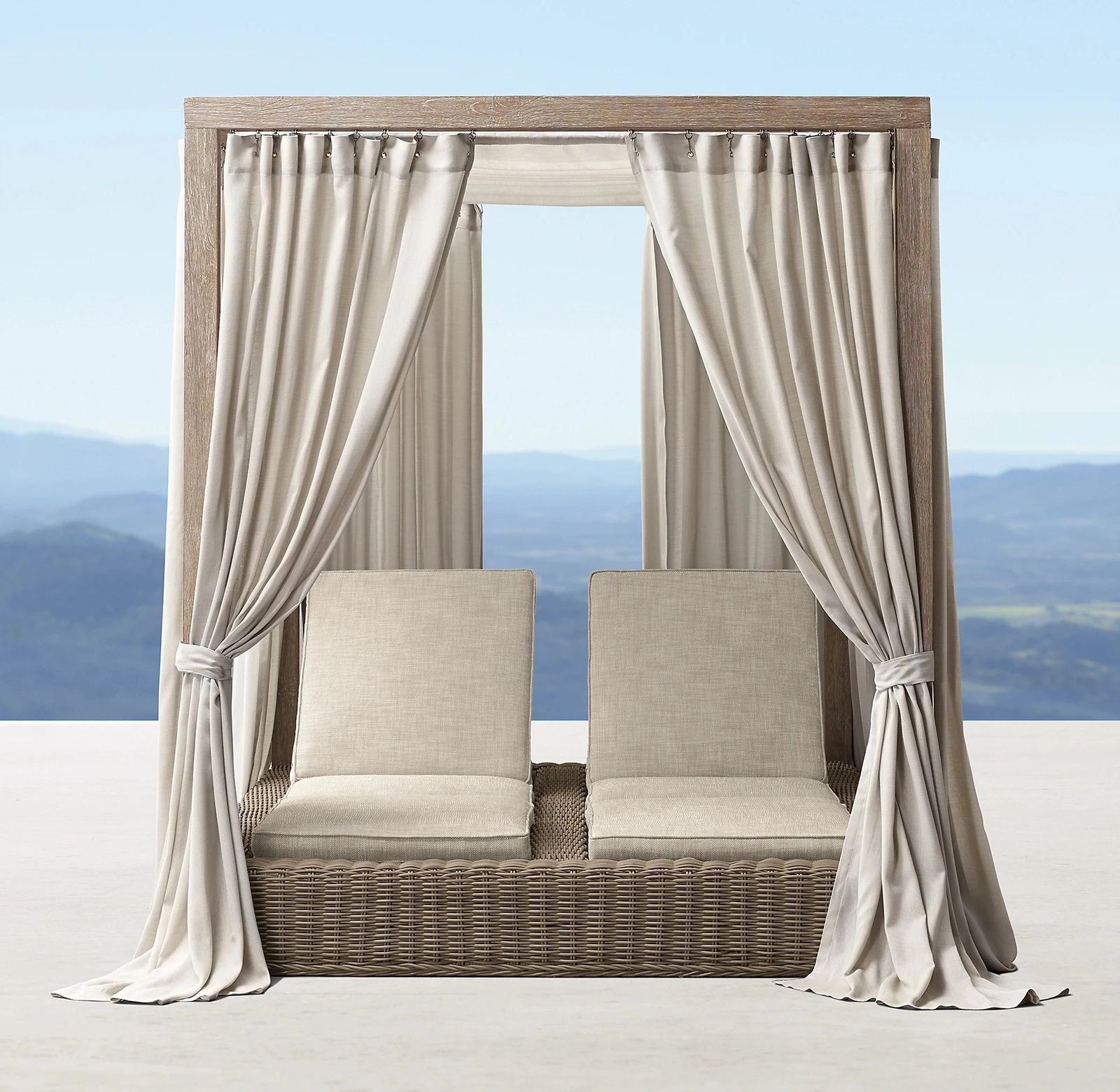 hotel daybed with teak roof rattan pool sun bed aluminum frame sunbed factory garden outdoor furniture