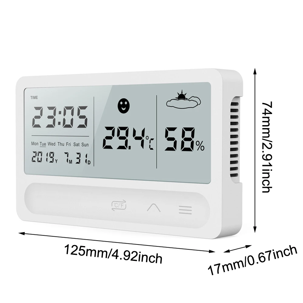 Digital Thermometer Hygrometer Multifunction Automatic Electronic Temperature Humidity Monitor Alarm Clock Large LCD Screen