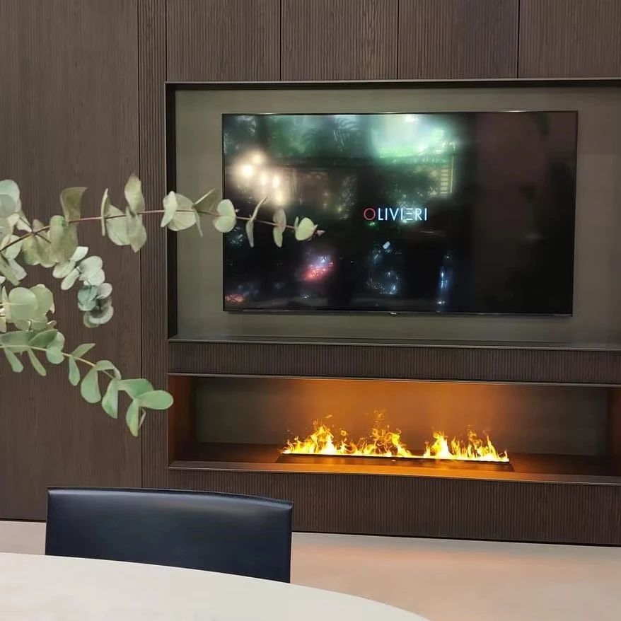 Smart 72 inch 3 sided electric fireplace no heater simulation flame multi colors water vapor fireplace app control
