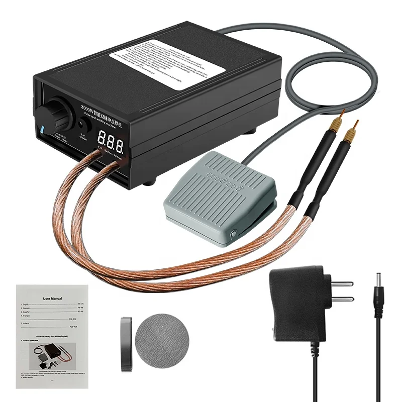 Spot Welder 8000W High Power Handheld Spot Welding Machine Portable 0-800A Current Adjustable Welders for 18650 Battery LQ