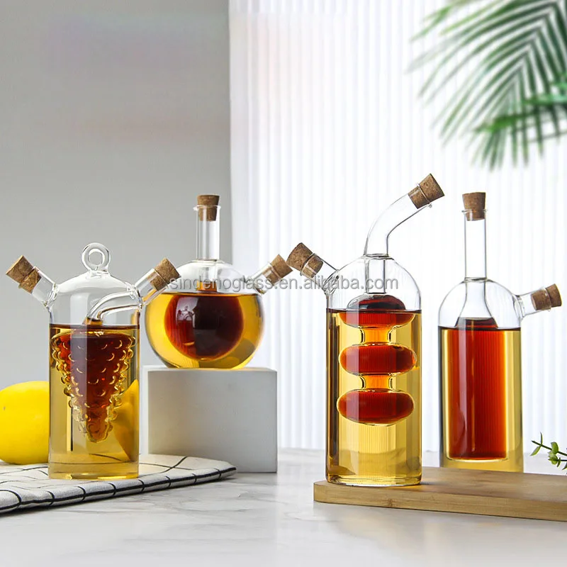 Glass Oil Vinegar Dispenser Glass Oil And Vinegar Cruet Glass Oil Control Pot