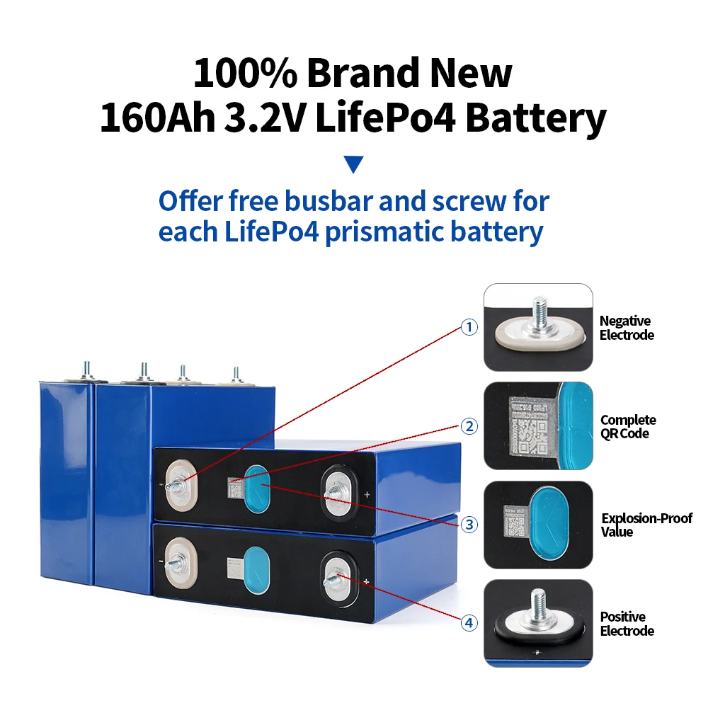 Docan Lifepo4 ячейка AKKU LF160 160 160ah diy Солнечная 12 В 24 48 автономная энергия литиево-ионная батарея Lifeo4 160Ah