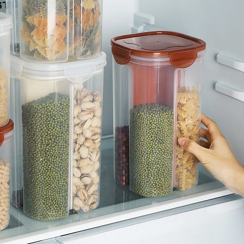 Food grade sealed cans grain storage box transparent compartment kitchen beans dry goods sub bottle grain tank storage jar