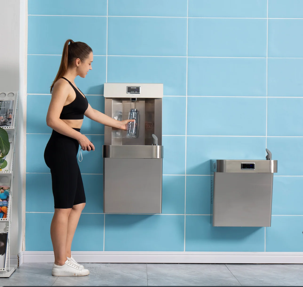 Built-in Indoor installation Surface Mount Non-Refrigerated Bottle Filler  for schools, gyms, offices, and public spaces.