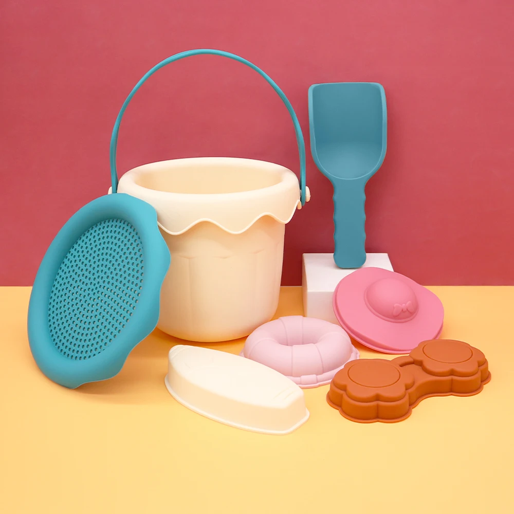 Summer Outdoor Soft Sand Bucket Shovel Eco Friendly Silicone Beach Sand Toy Set Kids Toys