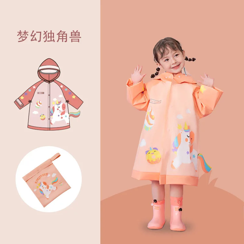 Cute Casual Polyester Kids Waterproof Girls Boys Children Raincoat