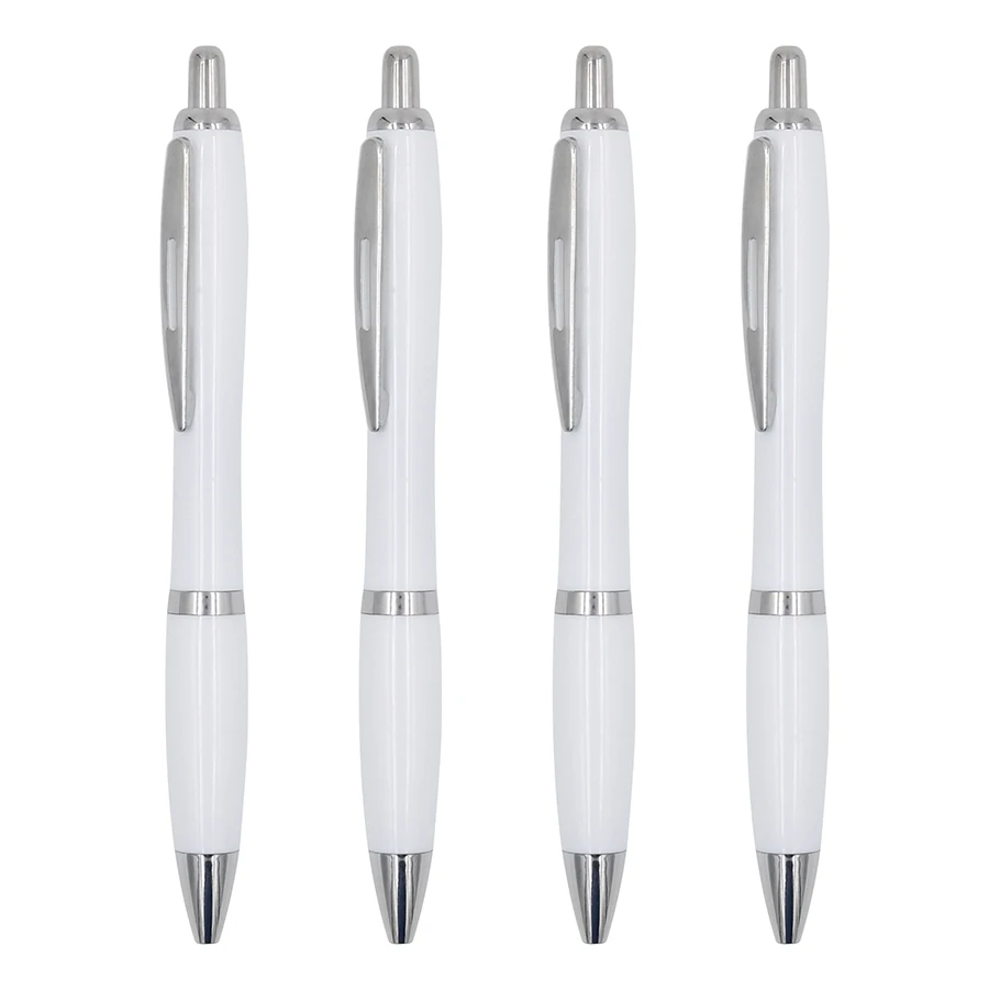 High Quality Promotional Metal Clip Pen Classic Plastic White Ball  Pen With Customer Logo