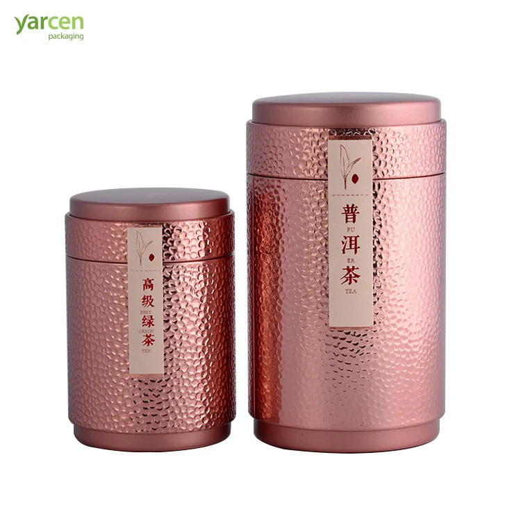 Custom Round Hand Knock Pattern Seal Tea Tin Box/Round Tea Tin Can