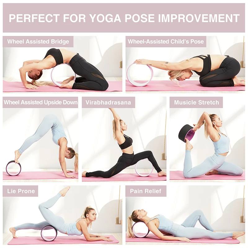 Yoga Wheel Pilates with Buddha Lotus Professional PU Yoga Circles Gym Workout Back Training Tool For Bodybuilding Fitness