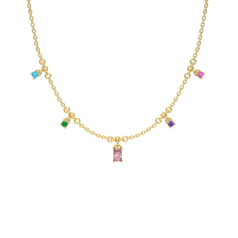ROXI 925 Sterling Silver Fashion Long Necklace Jewelry Colorful Diamond CZ Gold Initial Necklace