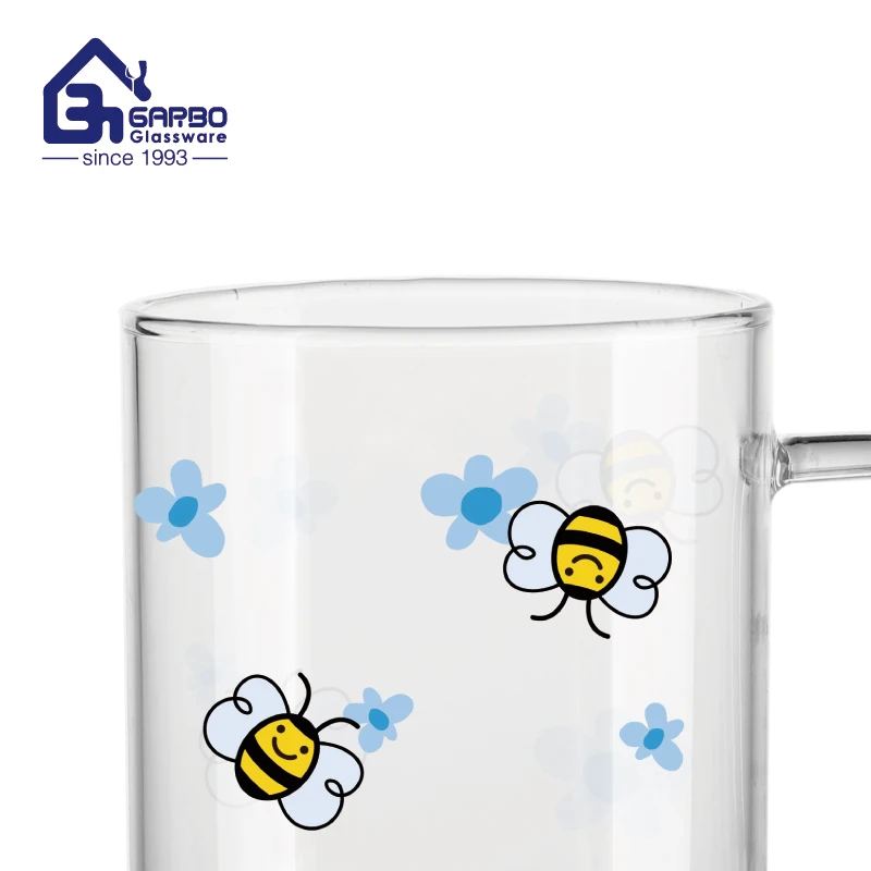 handmade glassware 450ml 16oz pyrex glass tumbler OEM printed glassware decorative glass cup single wall glass mugs cups