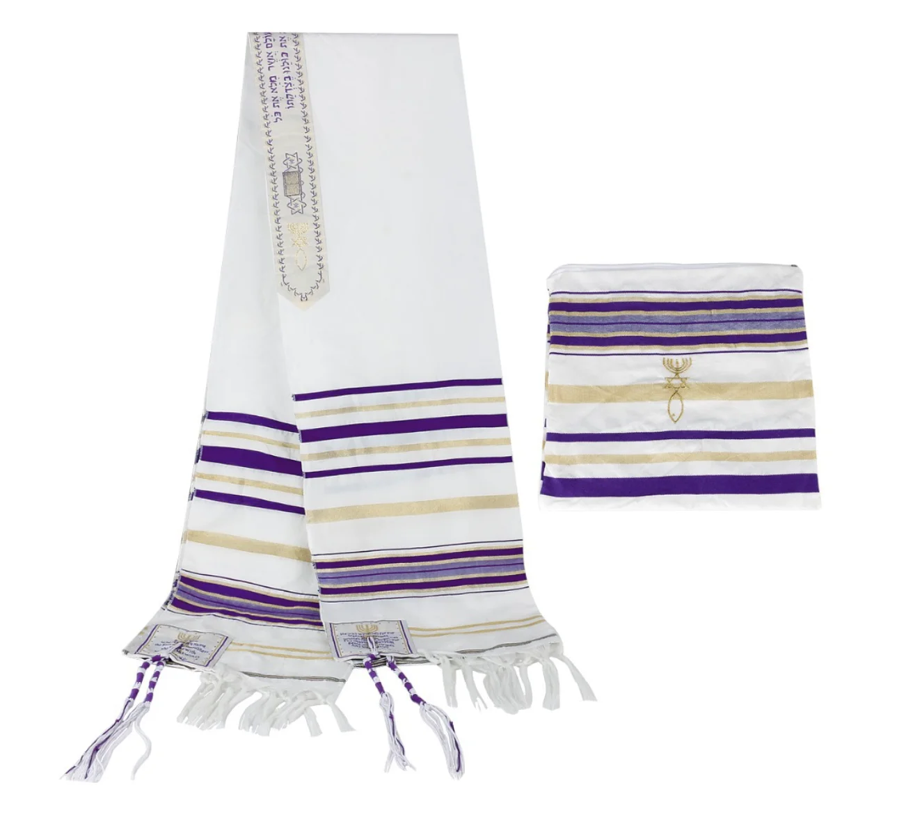 Custom Unisex Kosher Israel Muslim Jewish Talit Christian Polyester Large Prayer Shawl With Bag