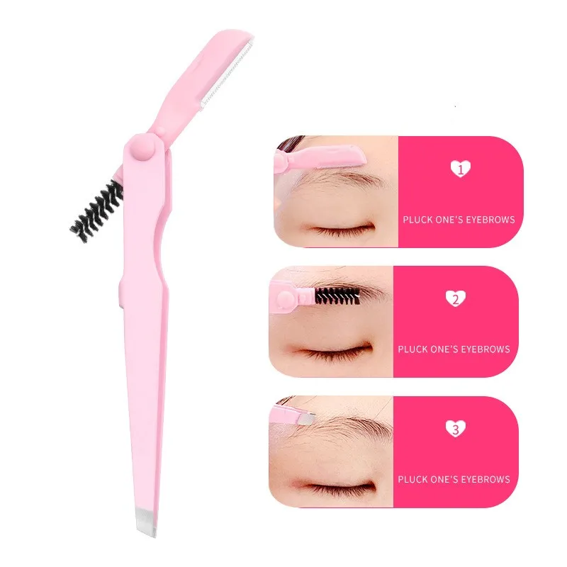 Women Eyebrow Tweezers Eyebrow Trimmer Scissors Curved eyelash Comb Tweezers Makeup Tools Portable Stainless Steel