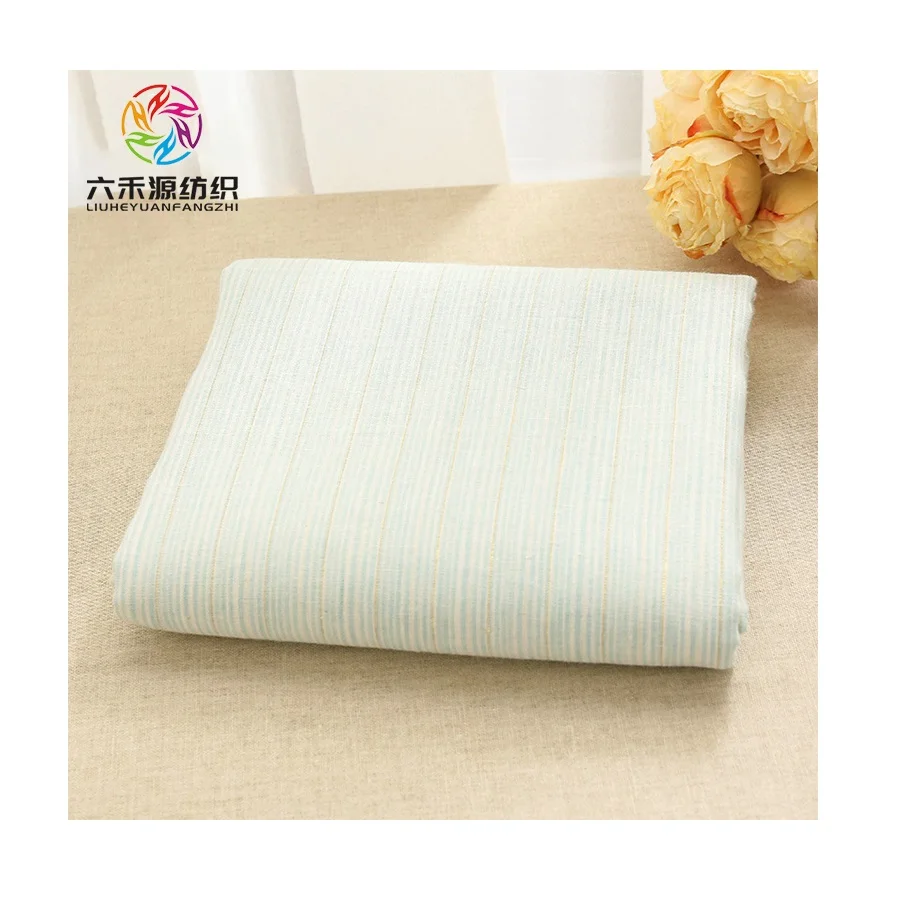 2023 Hot Sale Yarn-dyed Stripe Gold Silver 100% Linen Cotton Woven Casual Shirt Fabric Spot