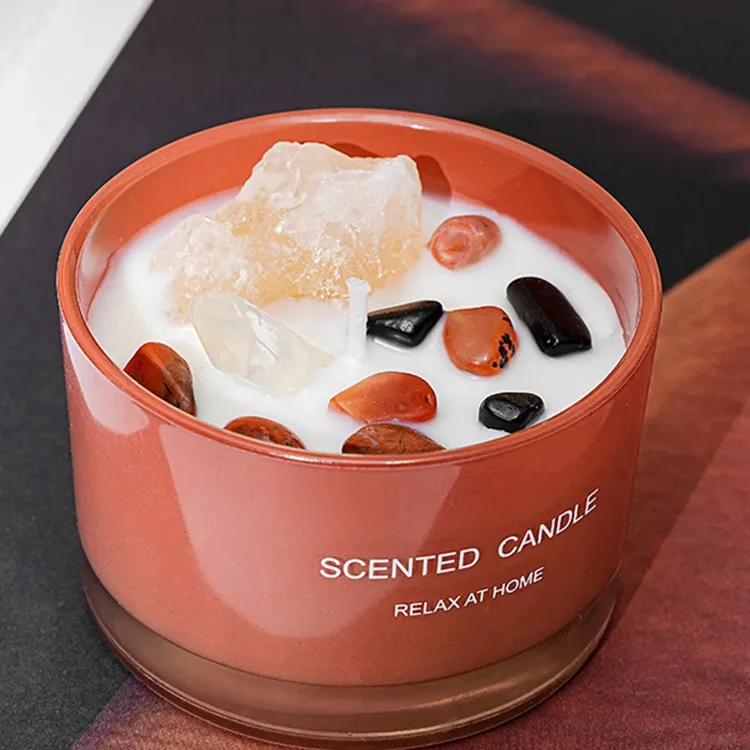 Customized Private Label Soy Wax Crystal Stone Scented Candles