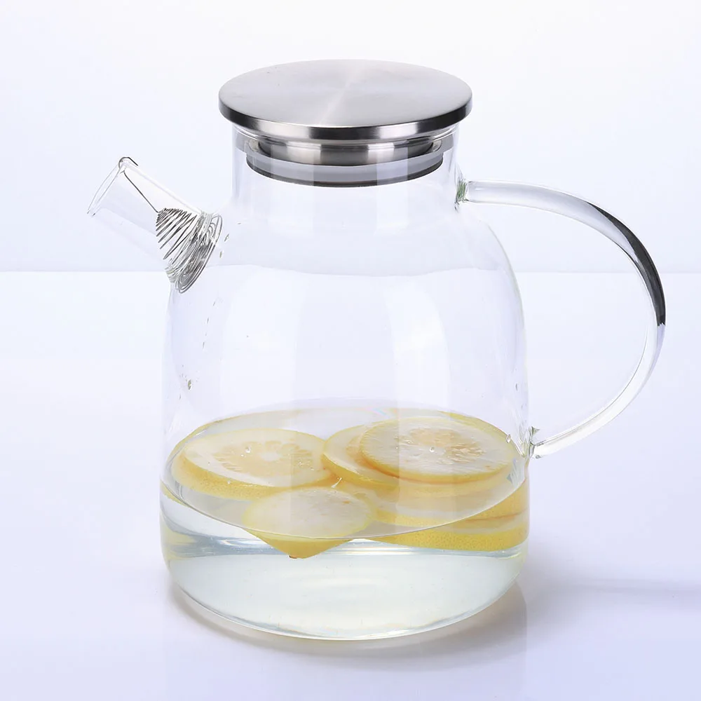Wholesale 1200 Ml Large Glass Teapot With Filter Spout Borosilicate Glass Pitcher Jug