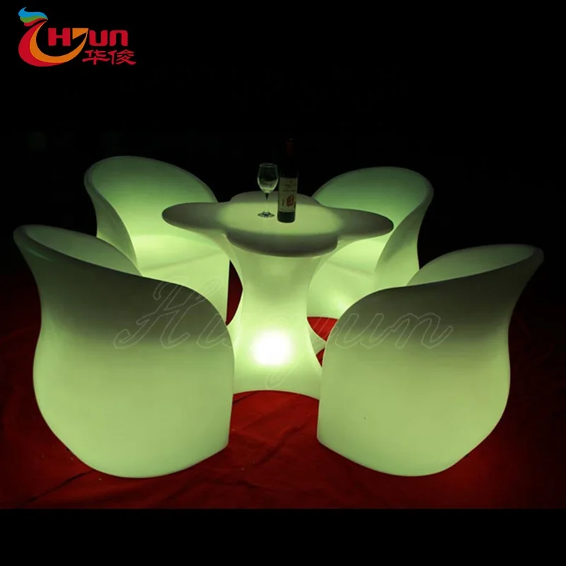 Luxury  bar led table hotel  bar table flower-shape home furniture with RGB 16 colors