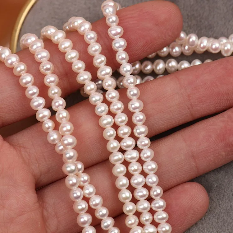 
3-3.5mm punch strong light white powder natural fresh water pearls loose beads semi-finished naked pearls 