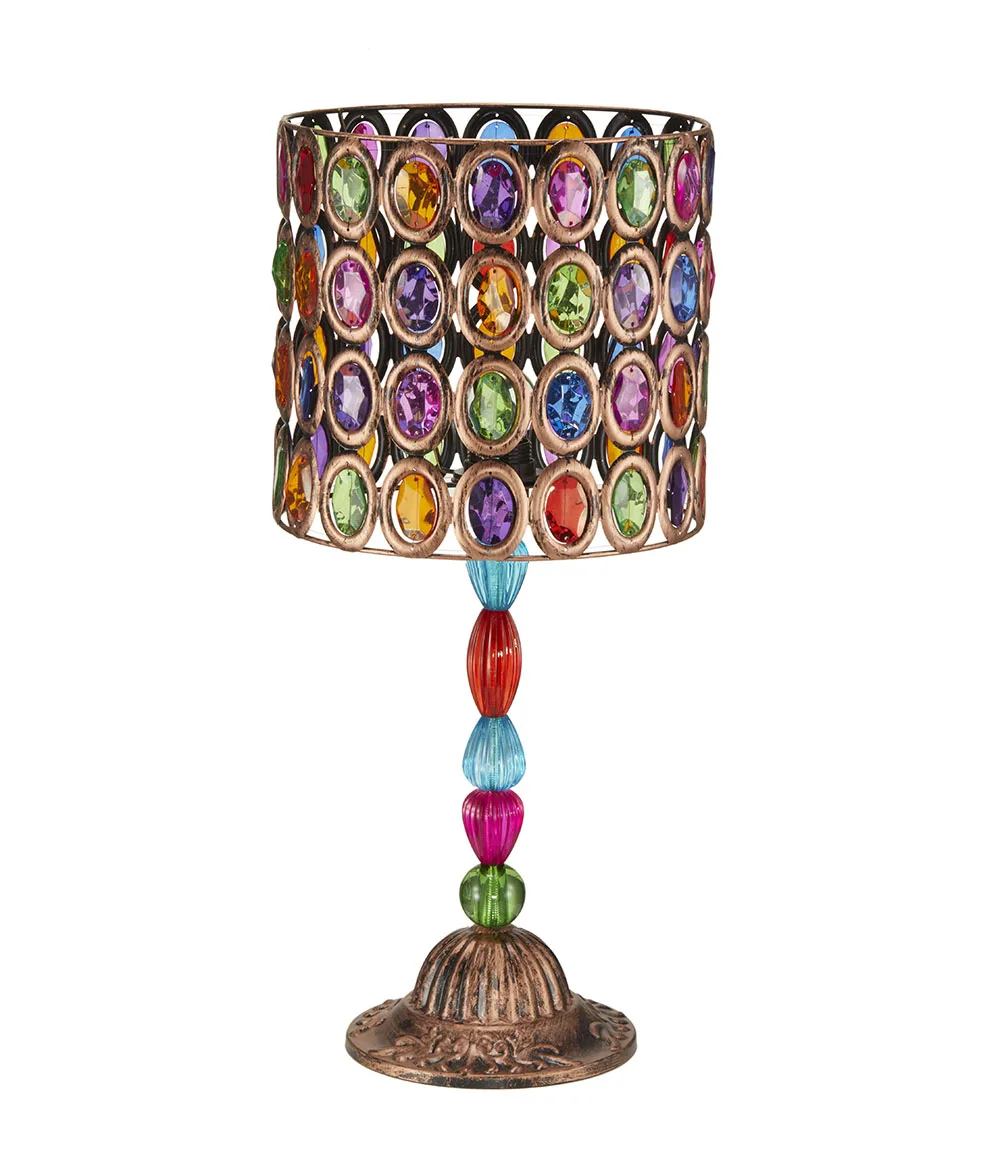 Handcrafted Moroccan Table Lantern Lamp Tiffany Style Table Light Vintage Retro Floral Bronze Electric Living Room Plastic Ce AC