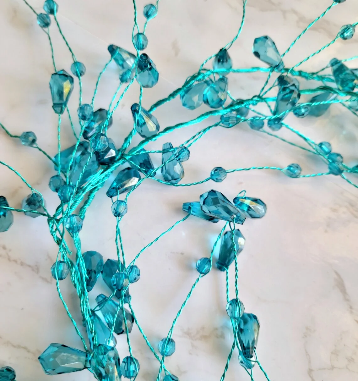 Wholesale Pink/Clear Acrylic Wire Crystal Garland For Christmas Tree