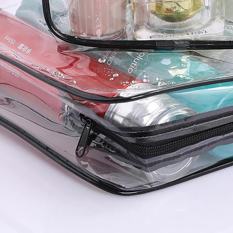 Custom logo waterproof toiletry bags make up bag transparent clear pvc cosmetic makeup pouch bag with zipper