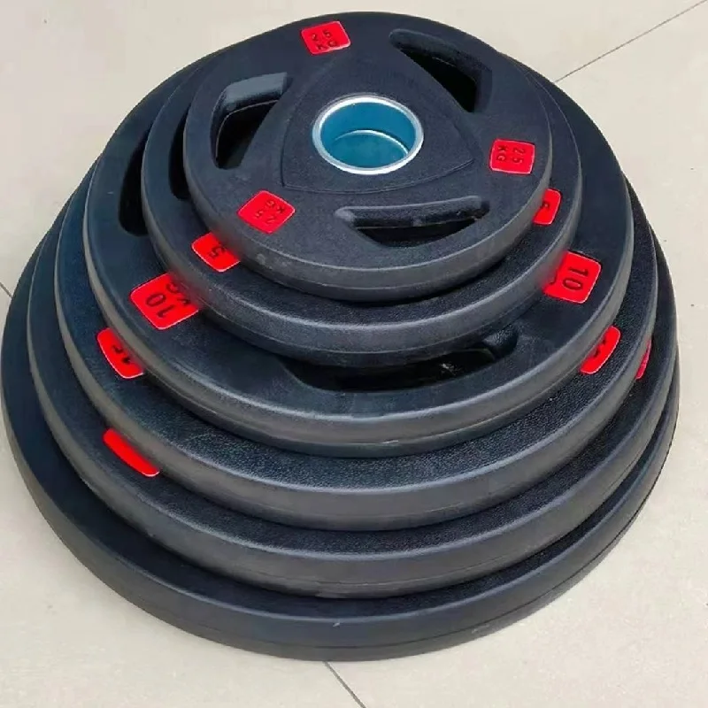 Wholesale Custom Logo Gym Commercial Tri Grip Cast Iron Steel Rubber Coated Barbell Weight Plate