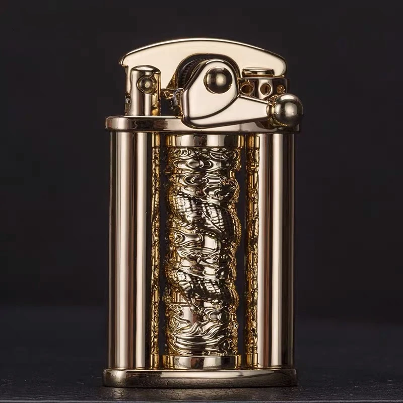Rotating dragon column rocker kerosene cigarette lighter creative decompression oil lighter stylish