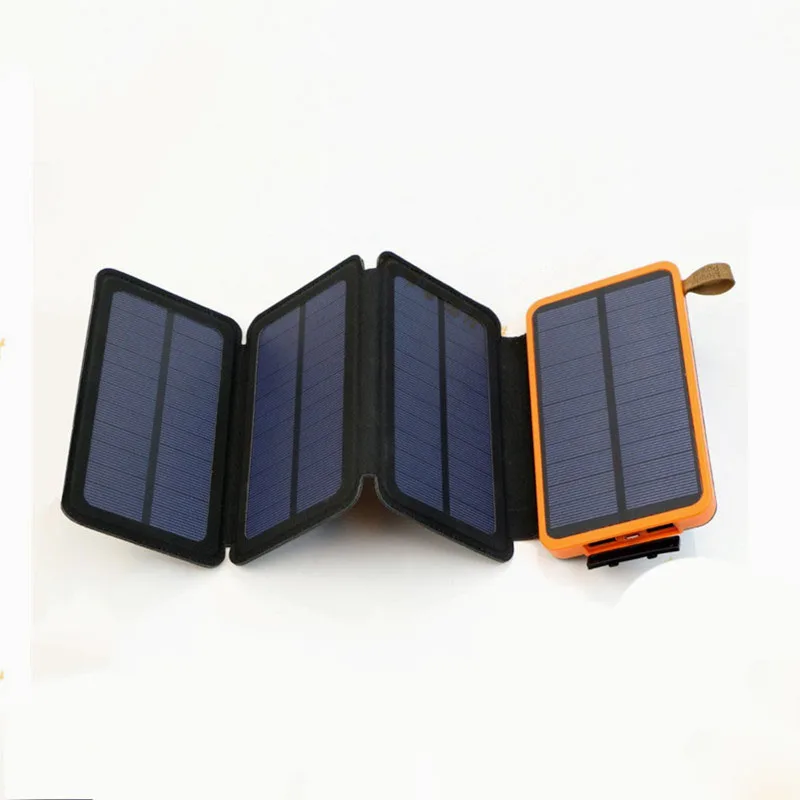 Waterproof Folding Solar Power Bank Outdoor leather Power Bank 20000mah Camping lamp Mobile Phone Power Bank
