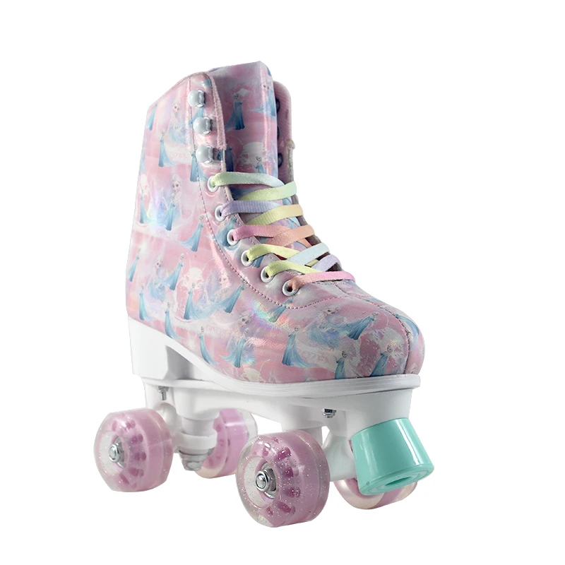 Womens and Girls Rollerskates Adult Size Adjustable Women Quad Roller Skates with High Heel