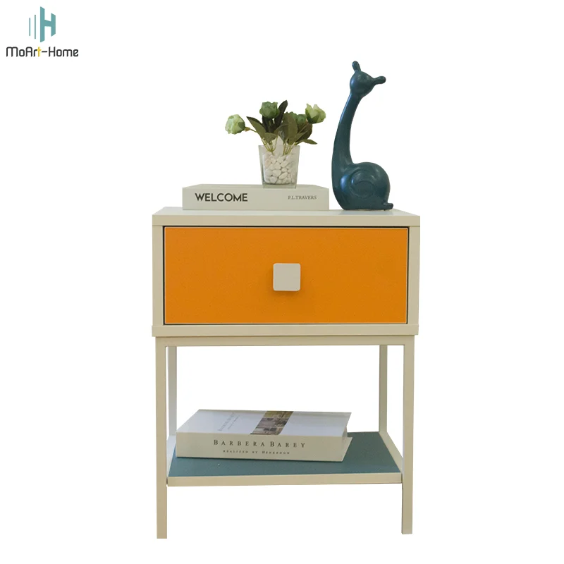 Light Luxury Simple Nordic Modern Bedside Cabinet Matte Wooden Small Family Metal Bedroom Storage Cabinet Nightstand