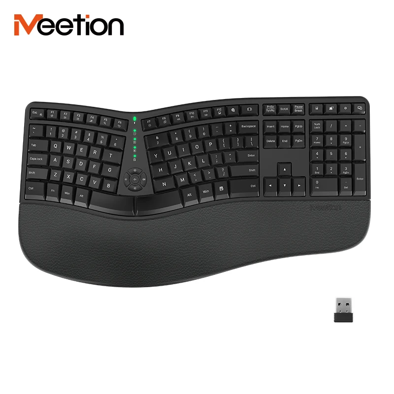 Meetion Usb Desktop Membrane USB 2.0 ABS Mt-directorw Split Keyboard Layout Wireless Ergonomic Keyboard Black Wired Lenovo Key