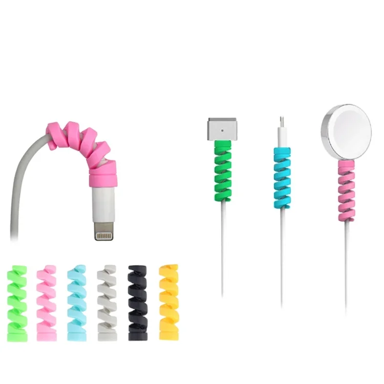 Colorful Silicone Data Line Charger Spiral USB Cable Protector for iPhone cable