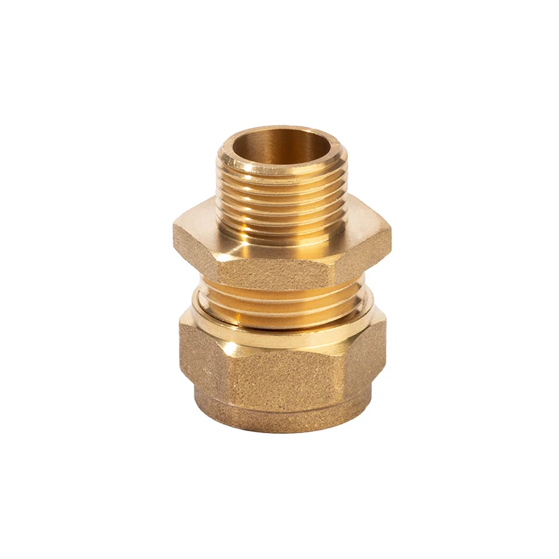 Forged Brass Biconical Fitting With Brass Ring Brass Pipe Connector Copper Fitting Reducing Straight