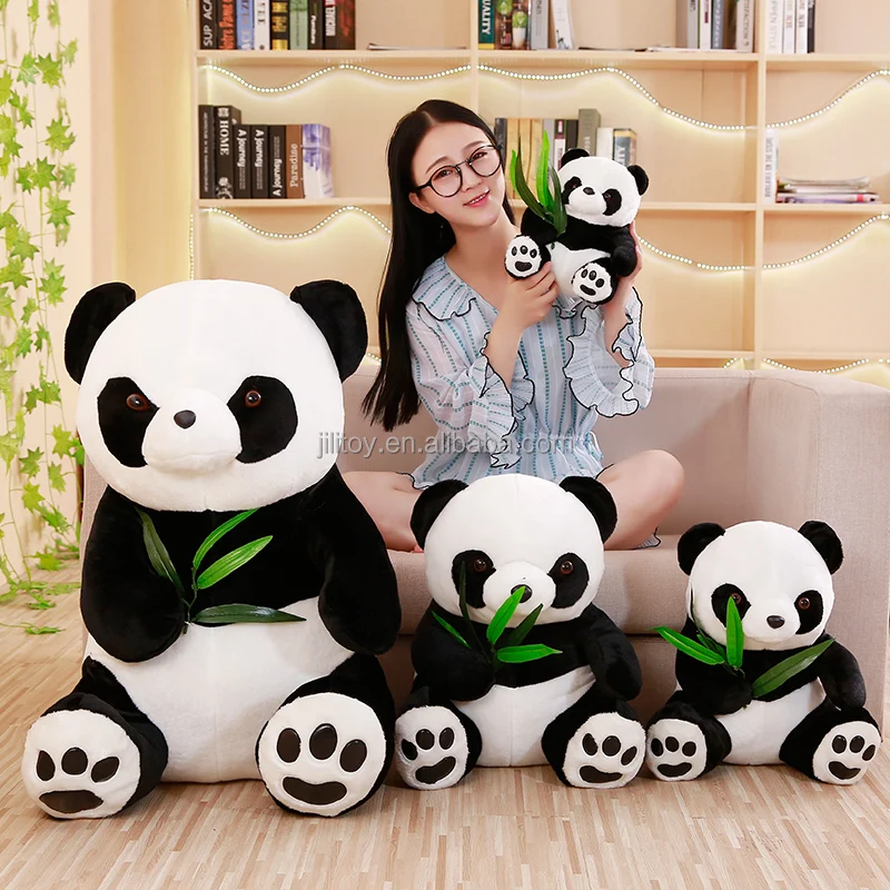 wholesale 9.8inch kawaii panda plush soft toy custom small cute stuffed animals toys panda with baby
