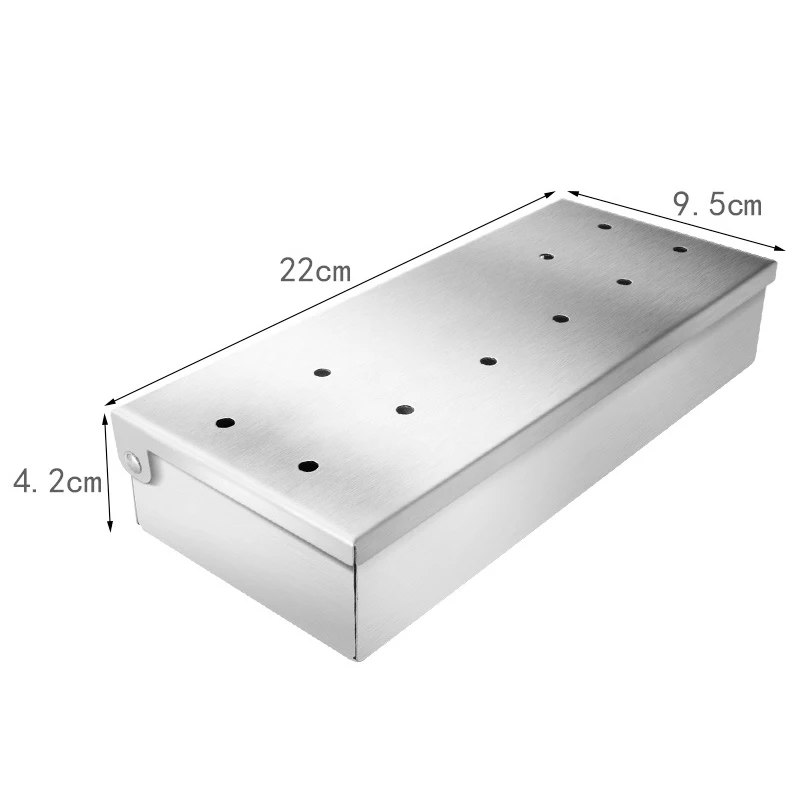 Smoker Box Stainless steel Wood Chips BBQ for Indoor Outdoor Charcoal Gas Barbecue Grill Meat Infused Smoke Flavor