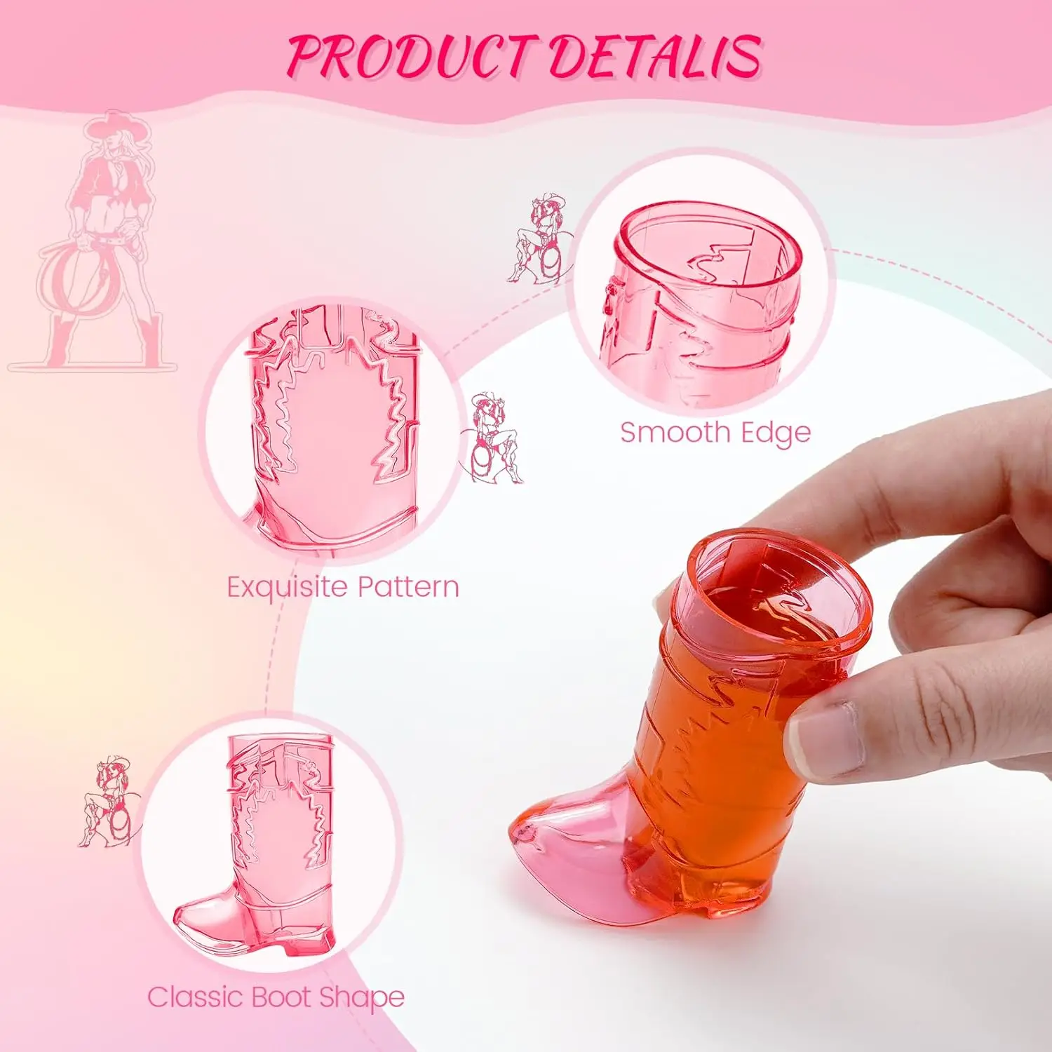 Cowboy Boot Shot Glasses Mini Reusable Disposable Clear Plastic Shot Glass Cups Cowboy Bachelorette Girl Birthday Party Favors